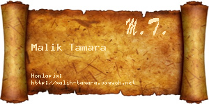 Malik Tamara névjegykártya